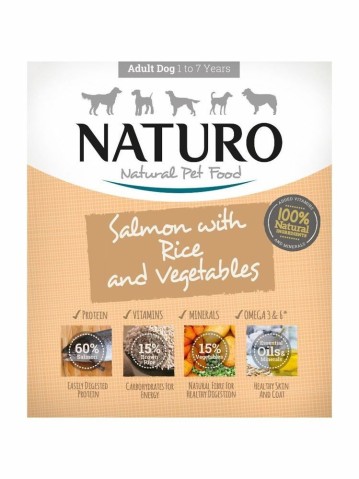 Naturo Dog Adult Salmon & Rice, vanička 400 g